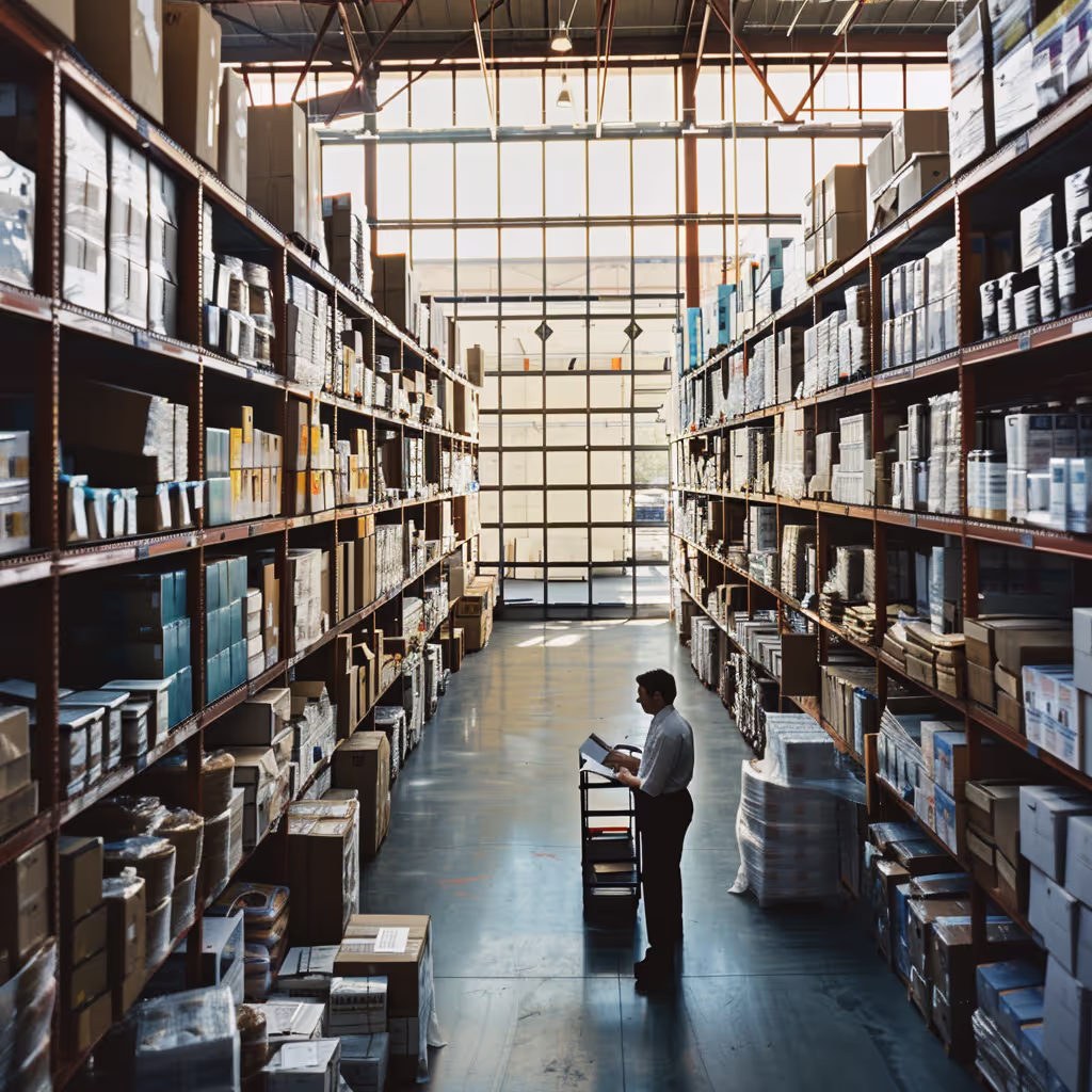 a man managing inventory