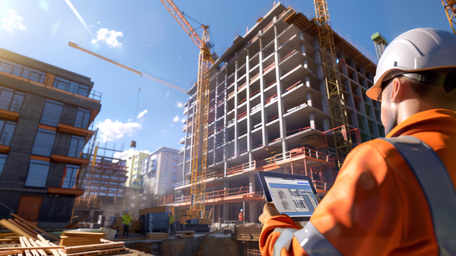 A data capture service professional at a construction site.